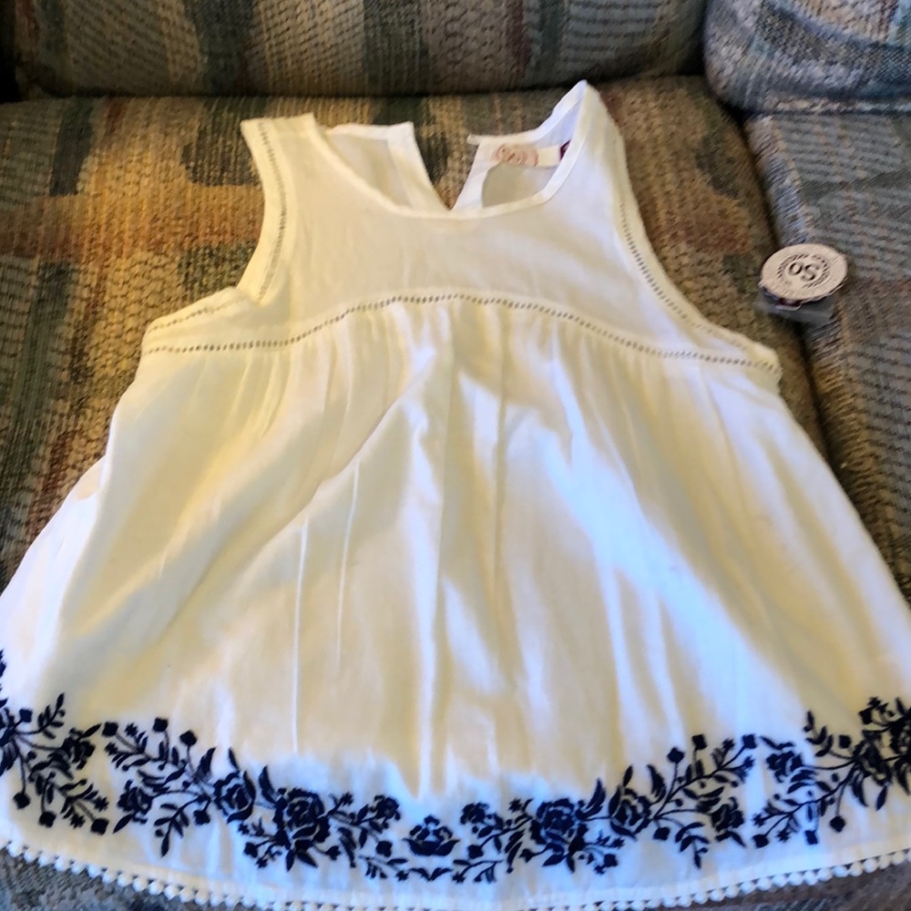 White and navy tank